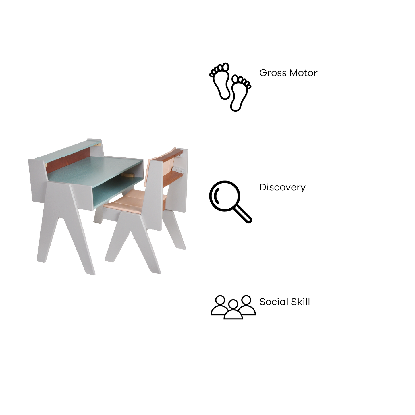 COLORED PLYWOOD DESK AND CHAIR