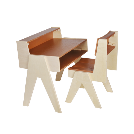 NATURAL PLYWOOD DESK AND CHAIR