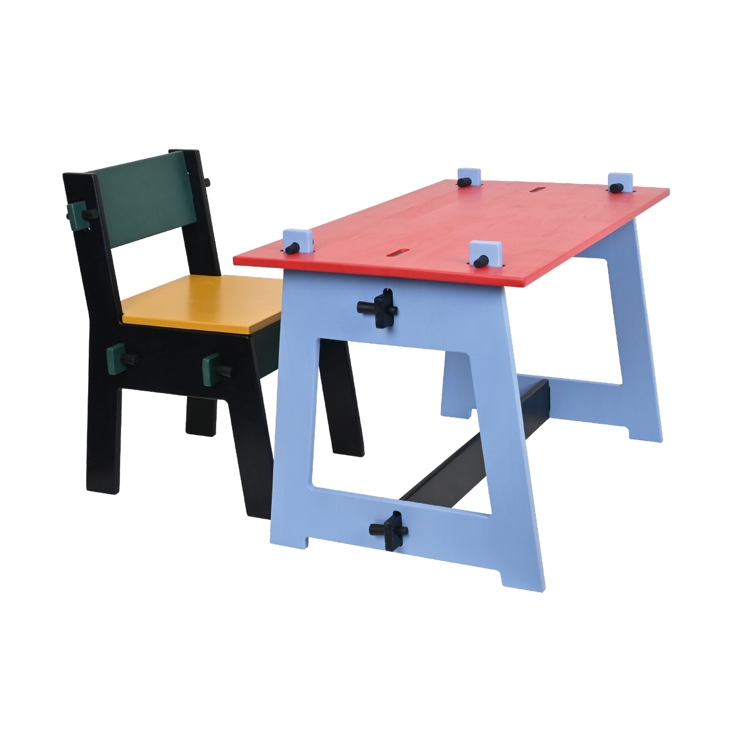 DOWEL DESK AND CHAIR (COLOR BLOCK)