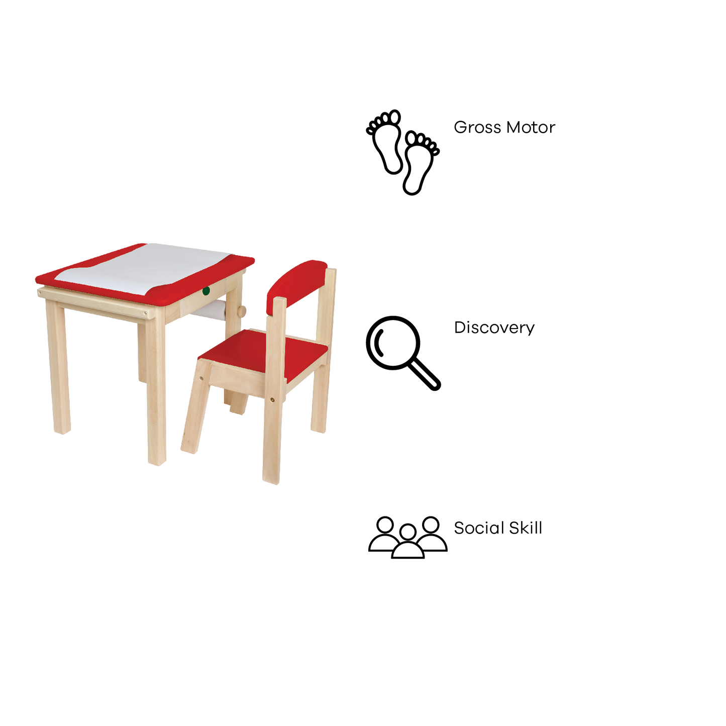 SMALL DESK AND CHAIR WITH PAPER ROLL