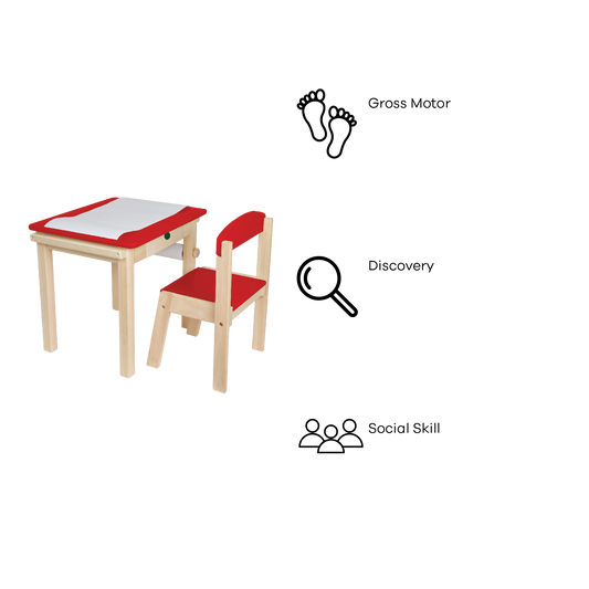SMALL DESK AND CHAIR WITH PAPER ROLL